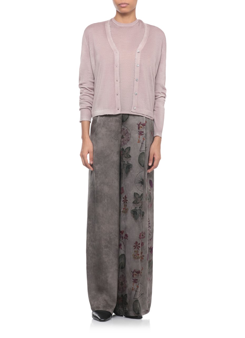 Avant Toi Purple Ribbed Trims Cashmere-Silk Cardigan Grijs