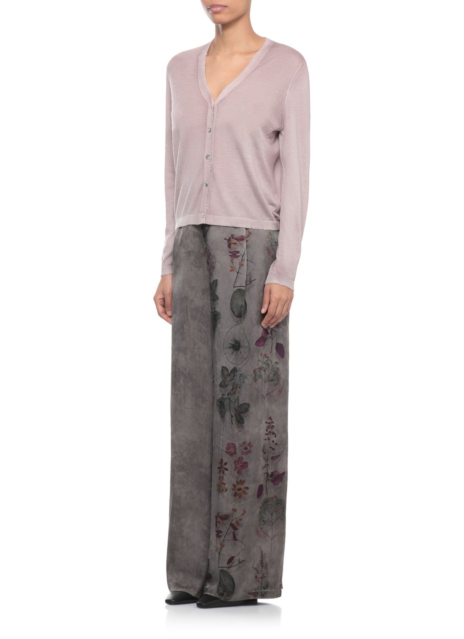 Avant Toi Purple Ribbed Trims Cashmere-Silk Cardigan Grijs