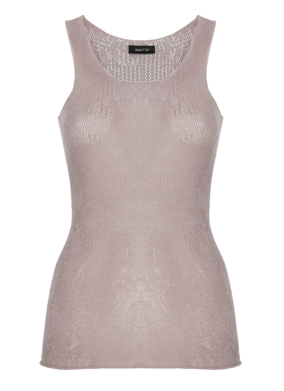 Avant Toi Purple Perforated Cashmere-Blend Tank Top Grijs