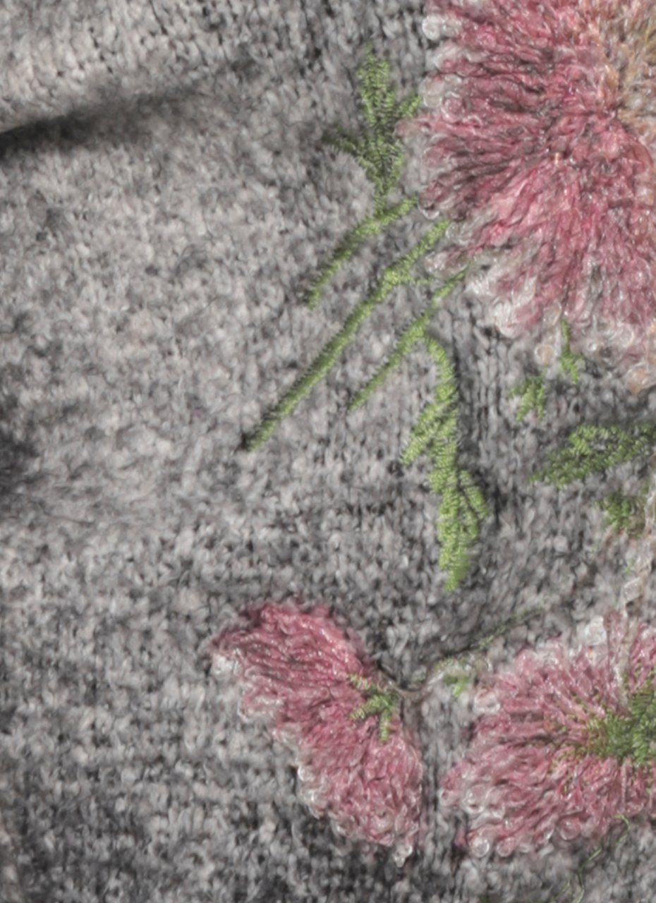 Avant Toi Grey Floral Pattern Cotton Cardigan Grijs
