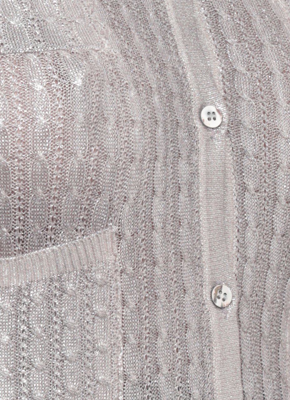 Avant Toi Silver Cotton Crewneck Cardigan Grijs