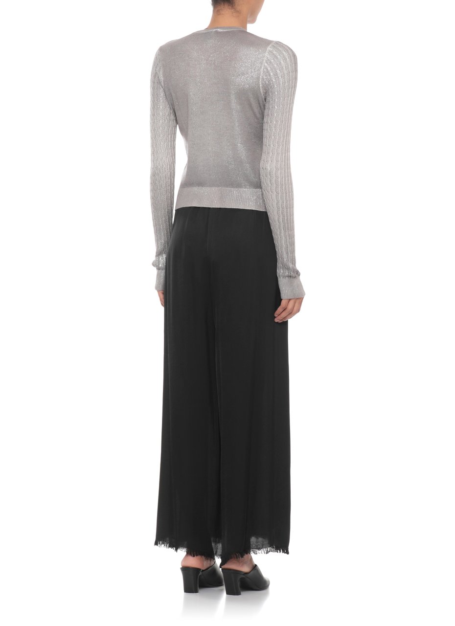 Avant Toi Silver Cotton Crewneck Cardigan Grijs