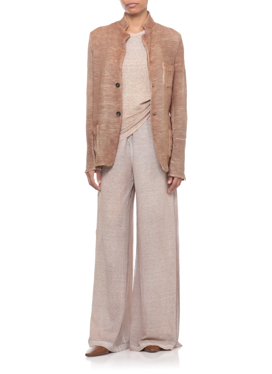 Avant Toi Brown Linen Round Neck Tank Top Neutraal