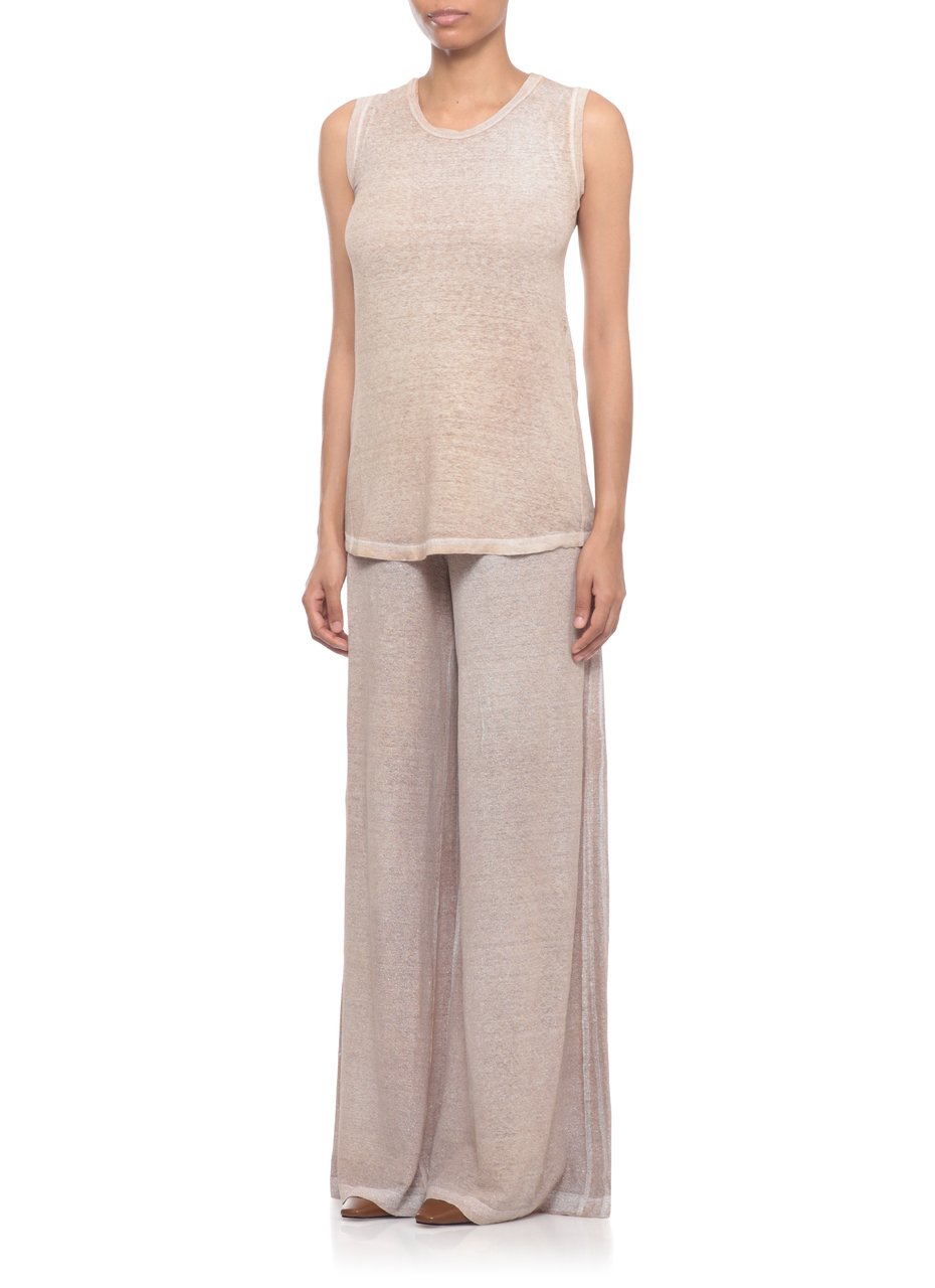 Avant Toi Brown Linen Round Neck Tank Top Neutraal