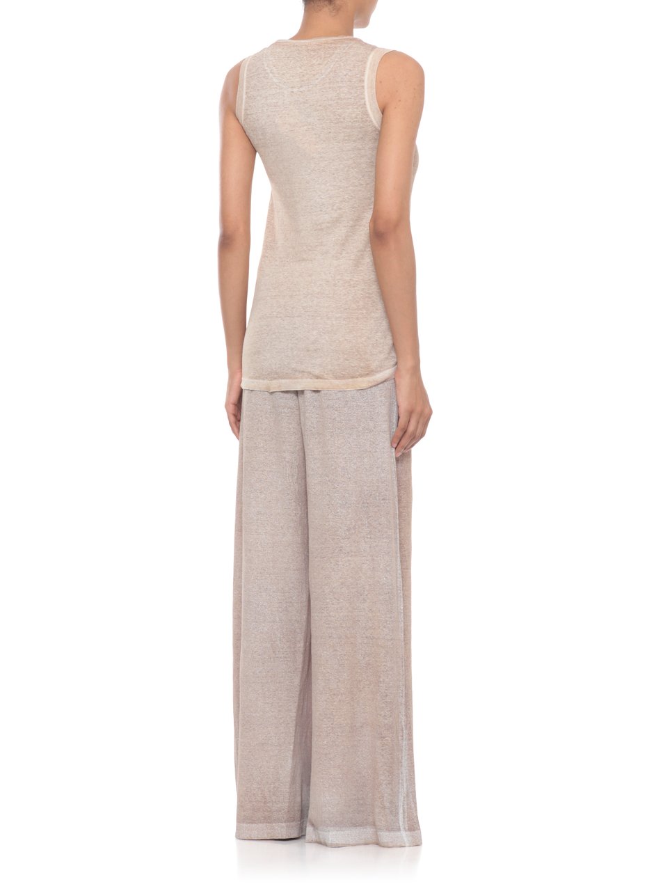 Avant Toi Brown Linen Round Neck Tank Top Neutraal