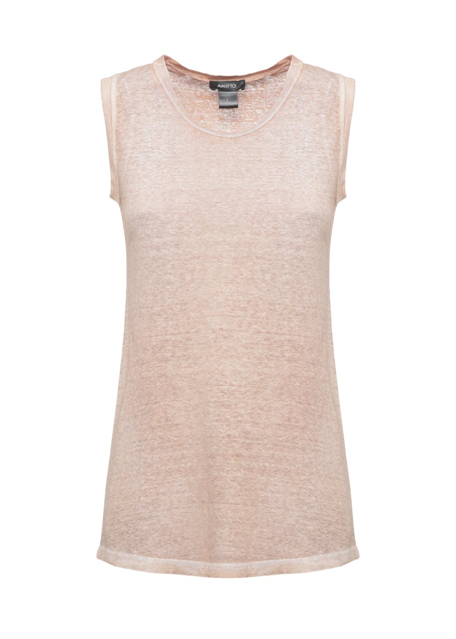 Avant Toi Brown Linen Round Neck Tank Top Neutraal