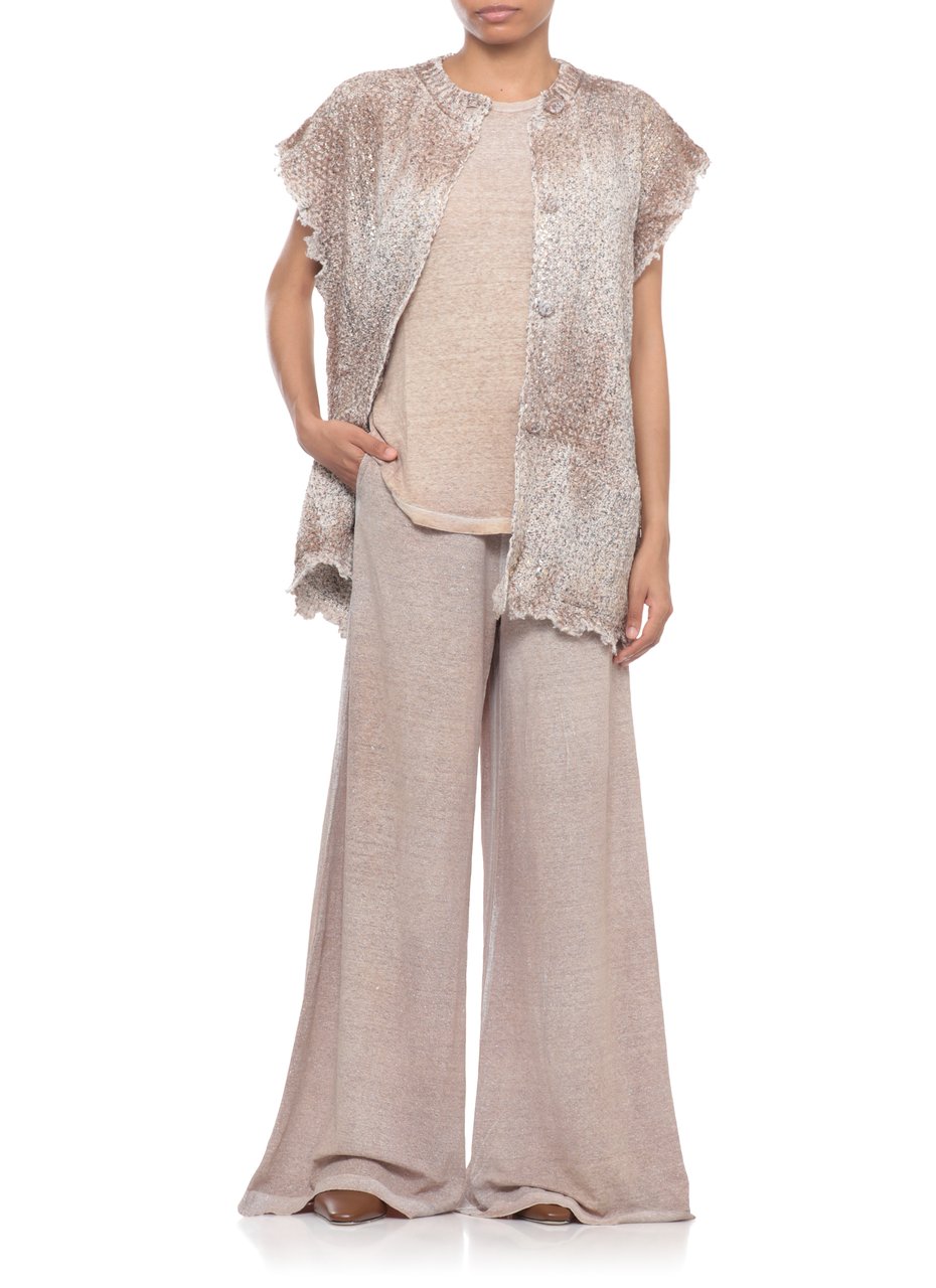 Avant Toi Beige Drawstring Waist Linen Wide-Leg Pants Roze