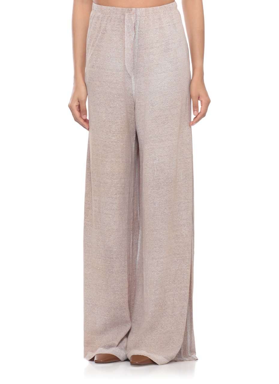 Avant Toi Beige Drawstring Waist Linen Wide-Leg Pants Roze