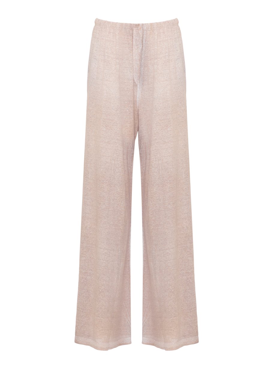 Avant Toi Beige Drawstring Waist Linen Wide-Leg Pants Roze