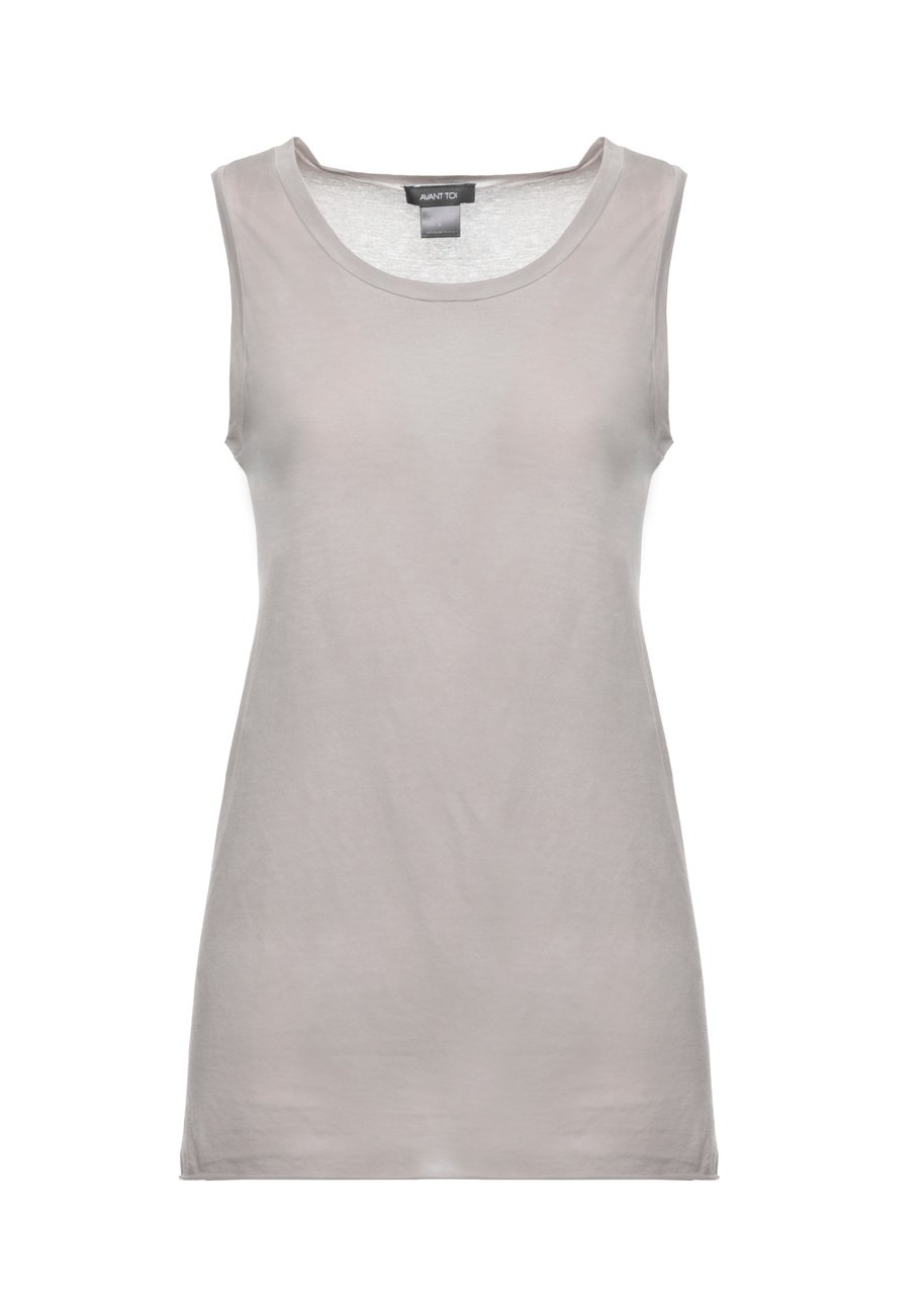 Avant Toi Grey Round Neck Cotton Tank Top Grijs