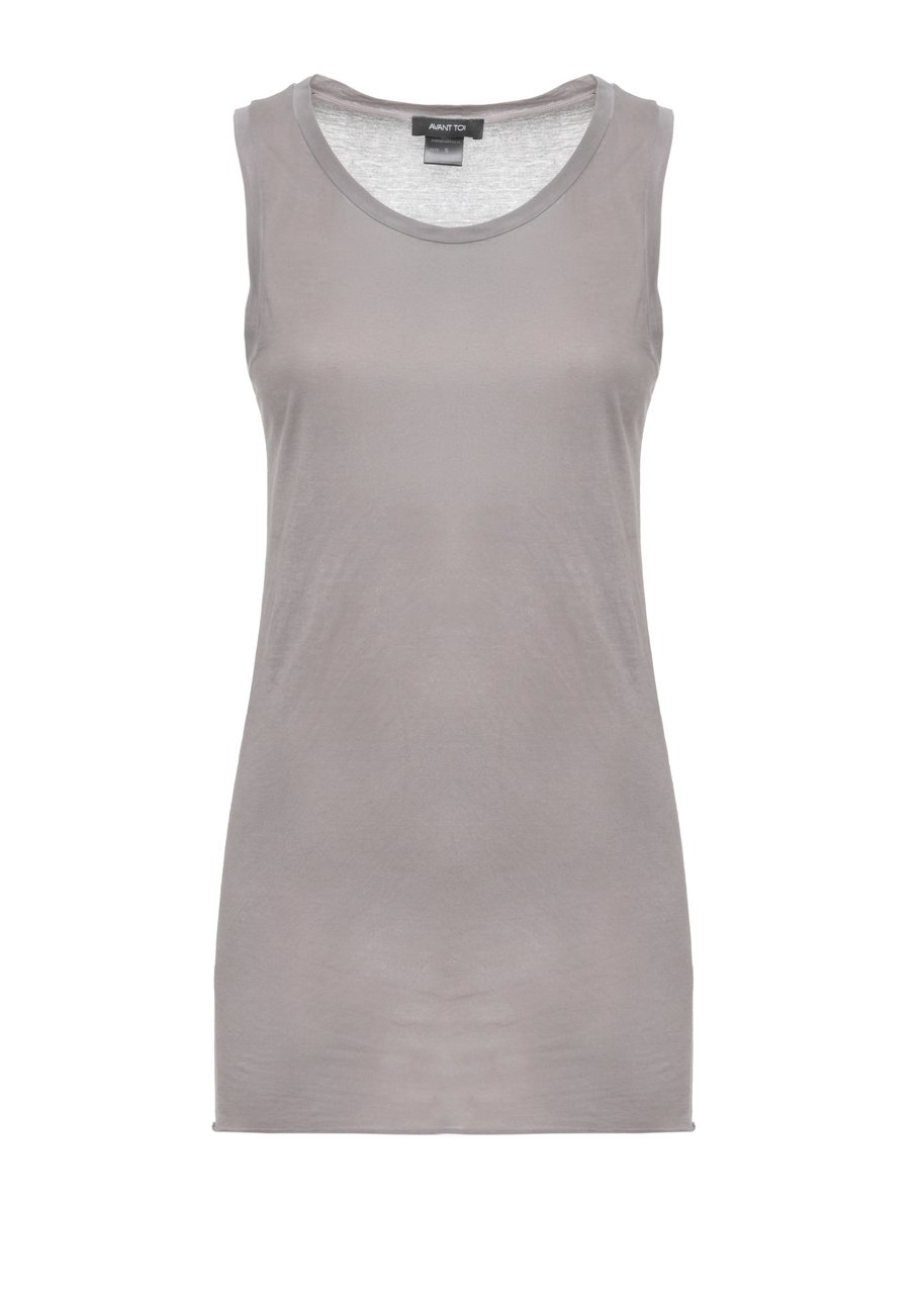Avant Toi Slate Round Neck Cotton Tank Top Grijs