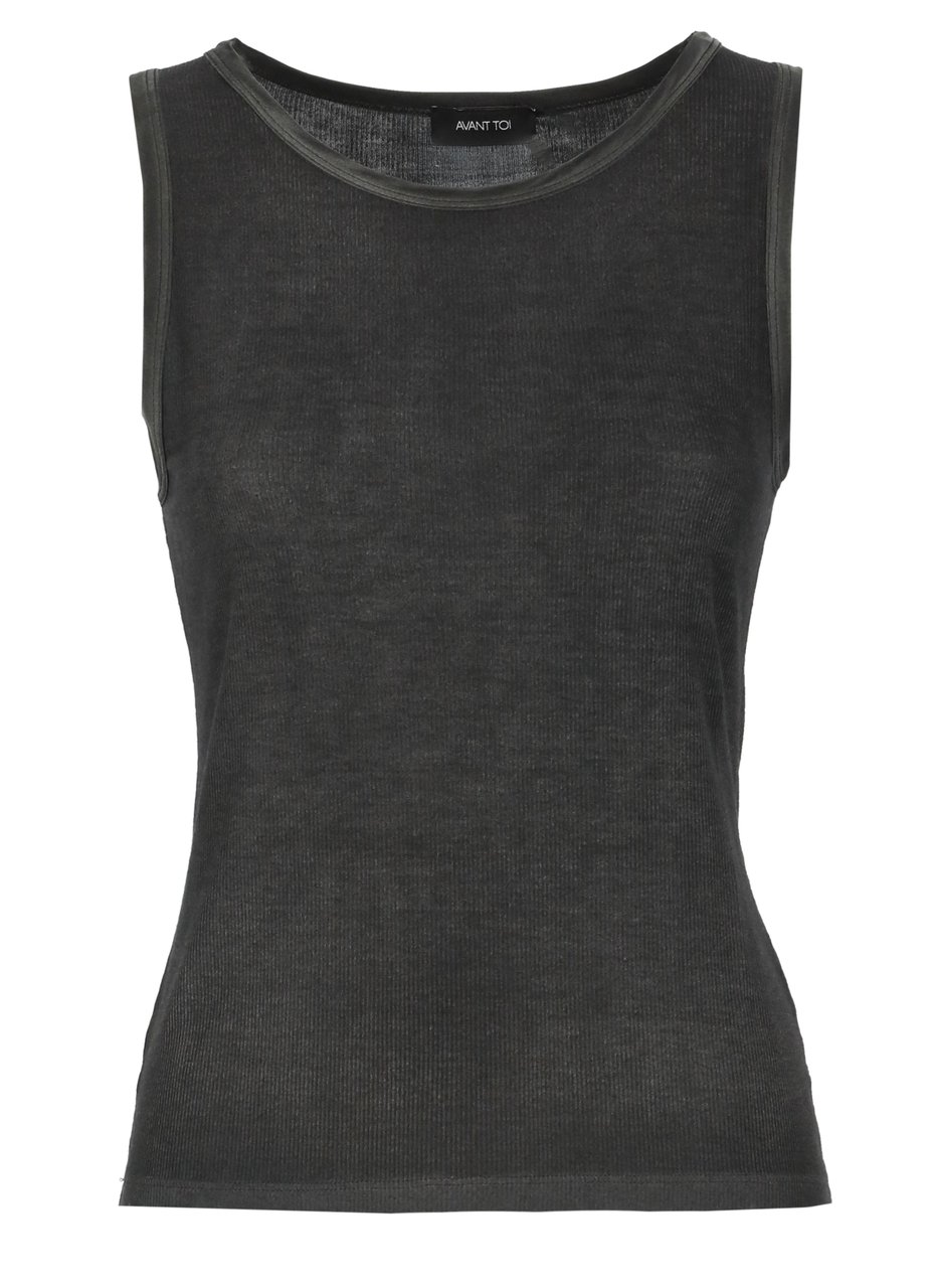 Avant Toi Black Silk-Blend Tank Top Zwart