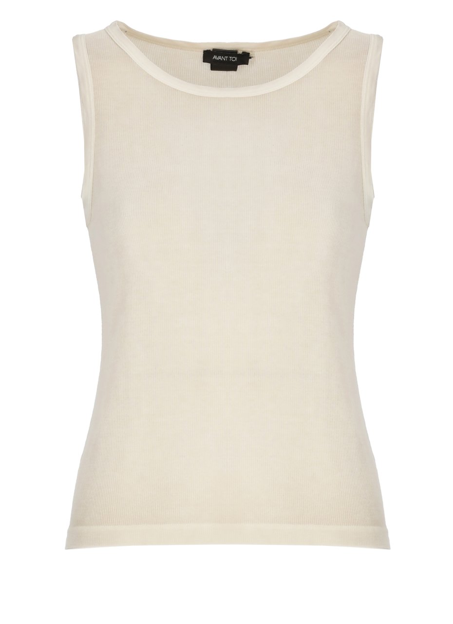 Avant Toi Beige Silk-Blend Tank Top Neutraal
