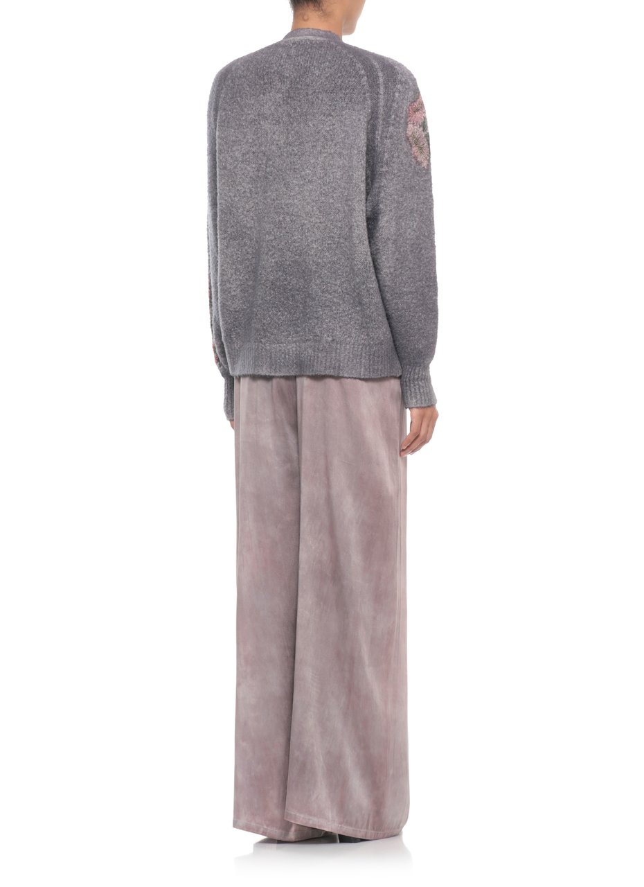 Avant Toi Slate Floral Asymmetric Cotton Cardigan Grijs
