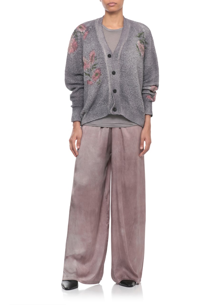 Avant Toi Slate Floral Asymmetric Cotton Cardigan Grijs