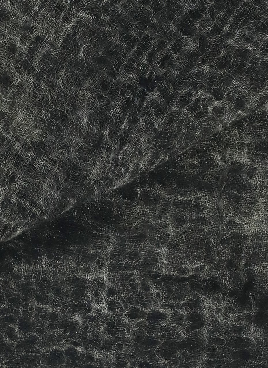 Avant Toi Grey Melange Cashmere Fringed Scarf Zwart