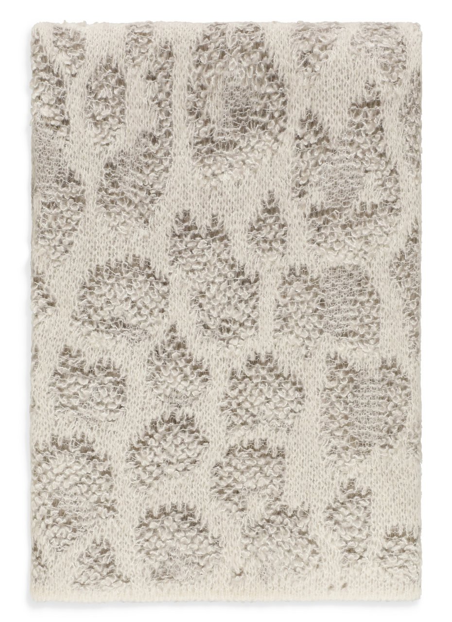 Avant Toi Textured Leopard Print Rectangular Scarf Grijs