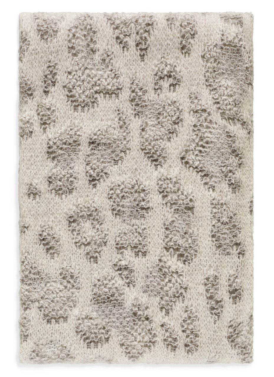 Avant Toi Textured Leopard Print Rectangular Scarf Grijs
