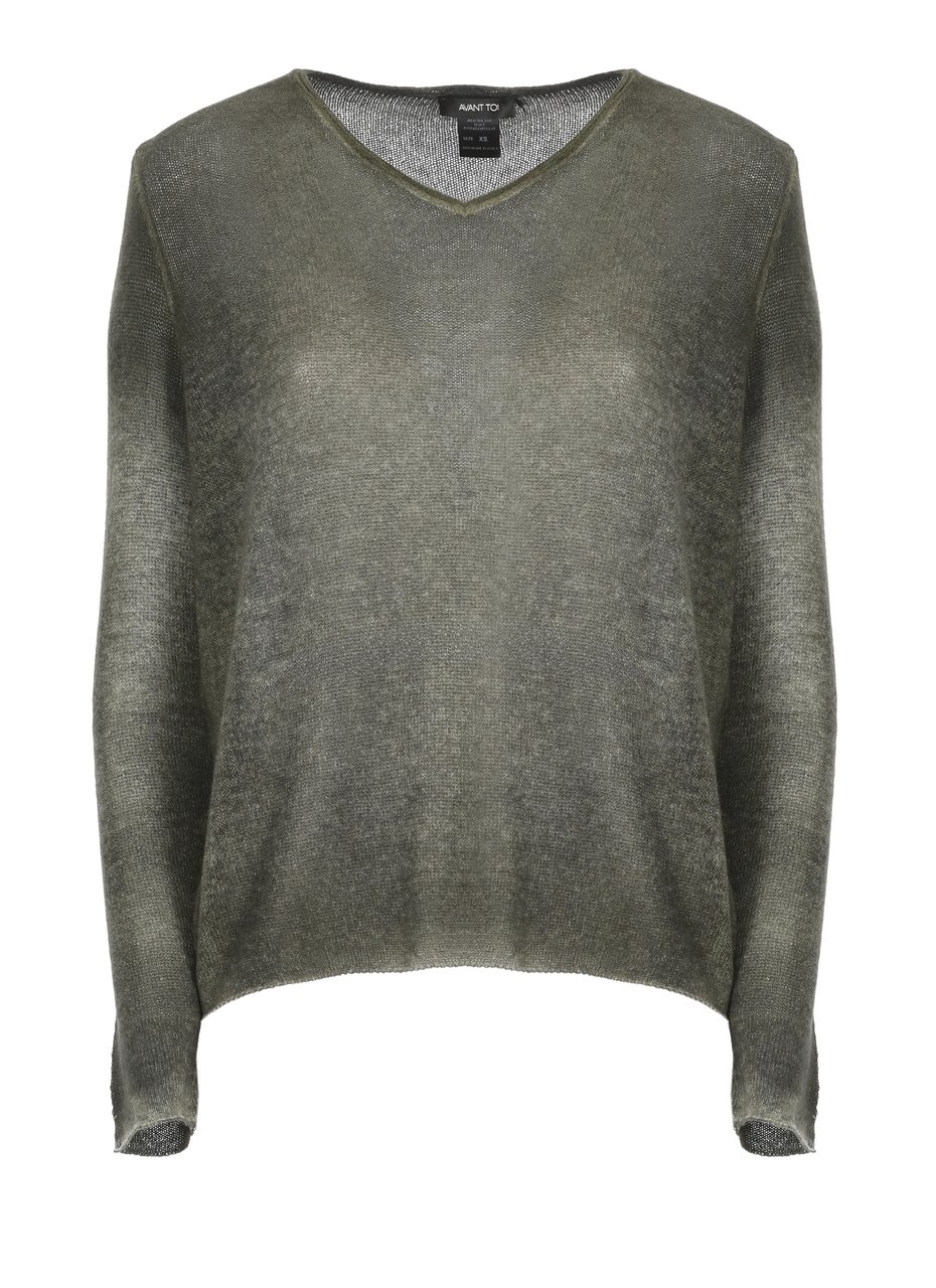 Avant Toi Green Seamless Edge Cashmere Sweater Groen