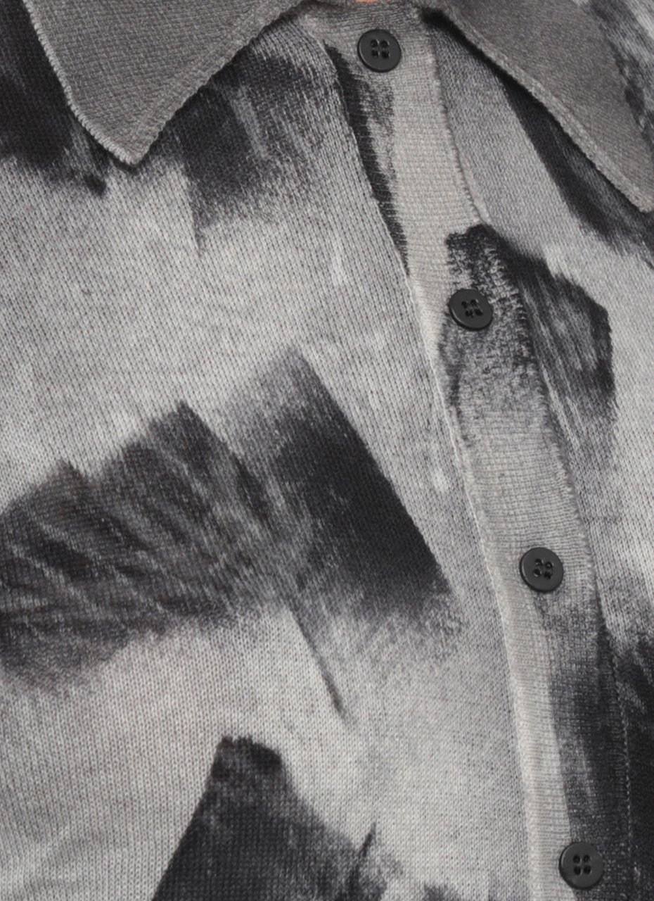 Avant Toi Grey Abstract Pattern Cashmere Cardigan Grijs