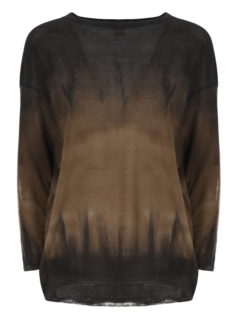 Avant Toi Black Brown Gradient Crewneck Sweater Zwart