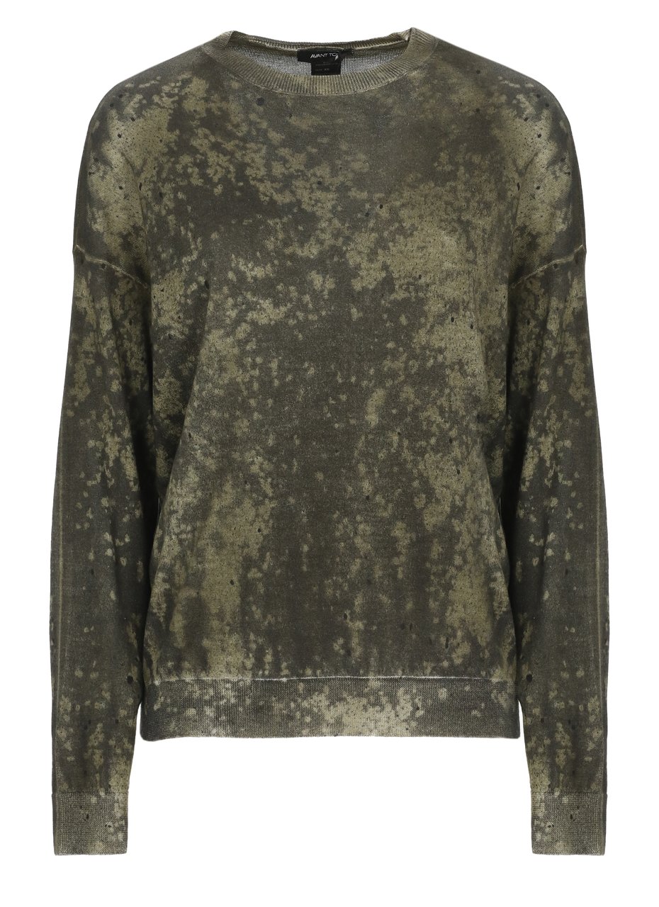 Avant Toi Green Patterned Fabric Long-Sleeve Sweater Grijs