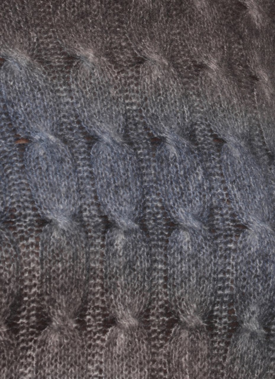 Avant Toi Brown Blue Woven High-Neck Sweater Bruin