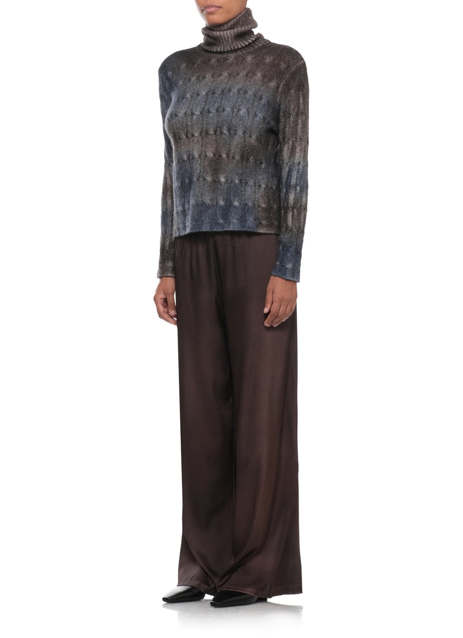 Avant Toi Brown Blue Woven High-Neck Sweater Bruin