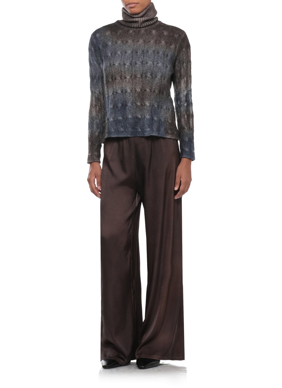 Avant Toi Brown Blue Woven High-Neck Sweater Bruin