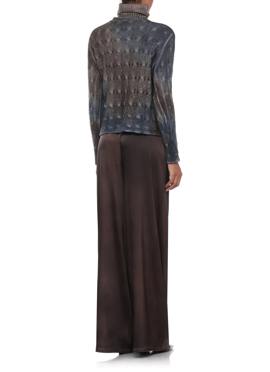Avant Toi Brown Blue Woven High-Neck Sweater Bruin