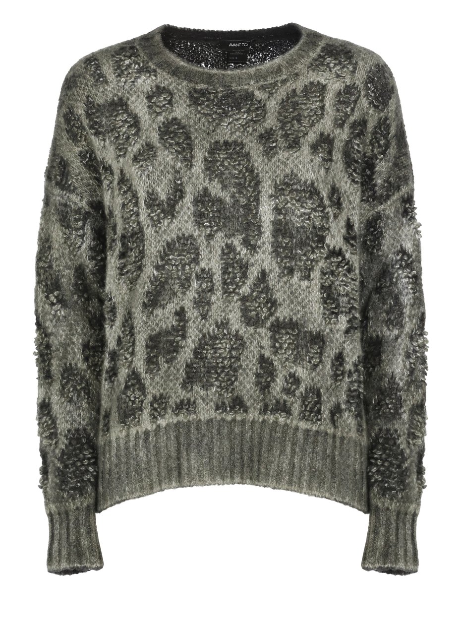 Avant Toi Grey Textured Knit Crewneck Sweater Grijs