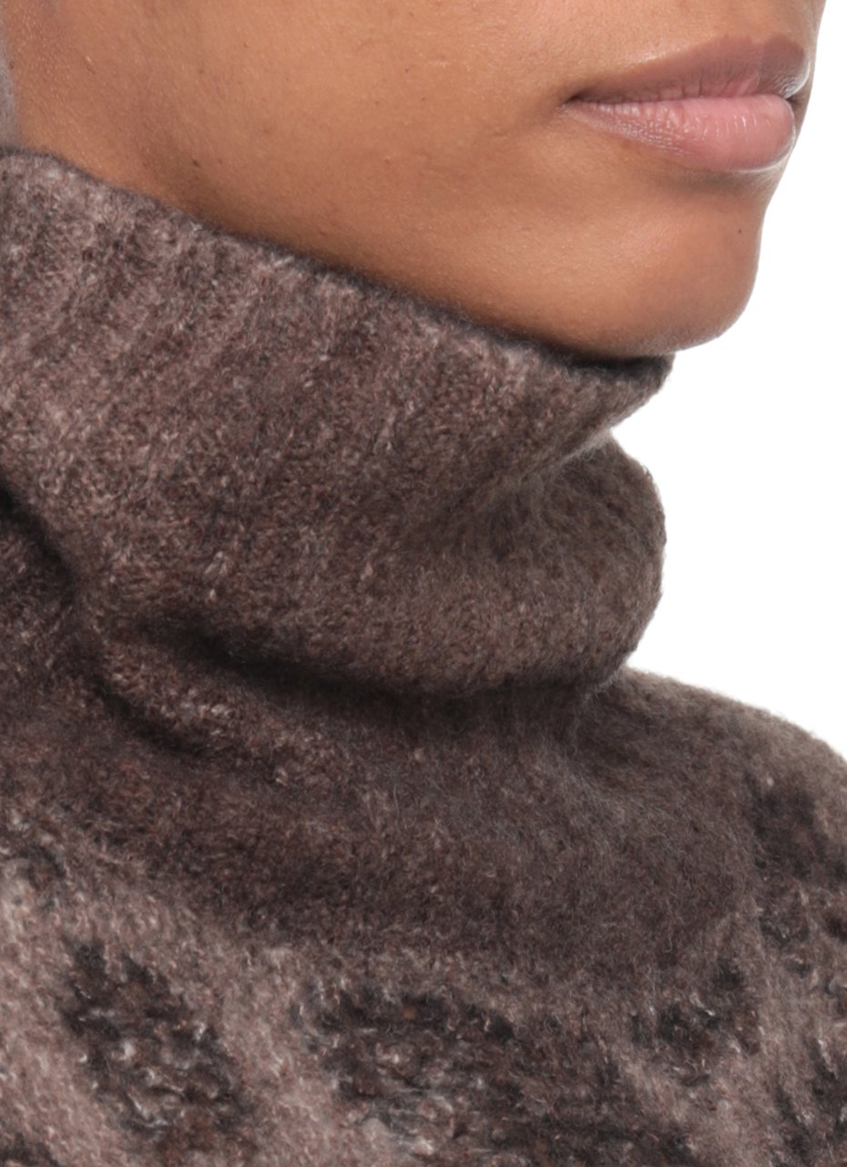 Avant Toi Brown Textured Knit High-Neck Sweater Bruin