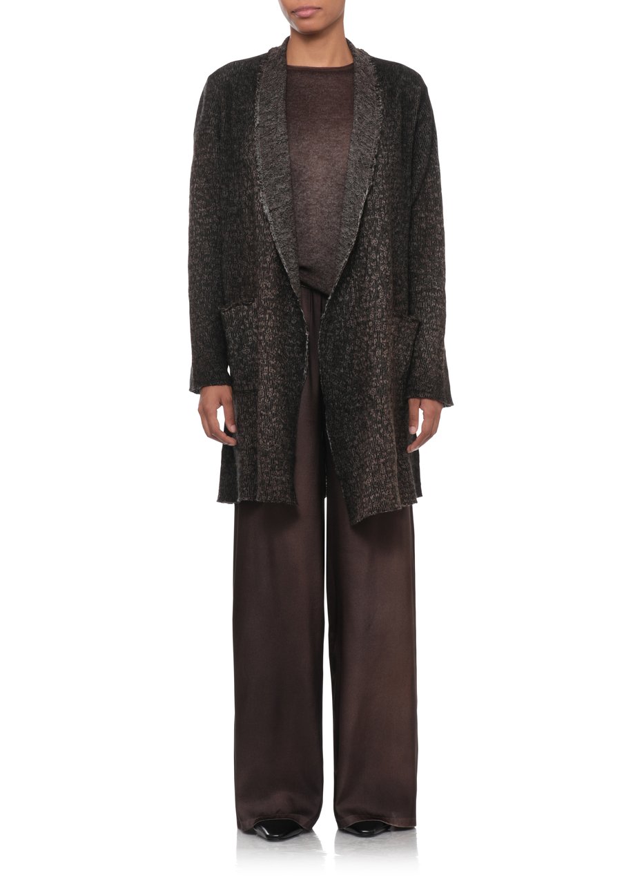 Avant Toi Black Beige Woven Shawl Cardigan Zwart