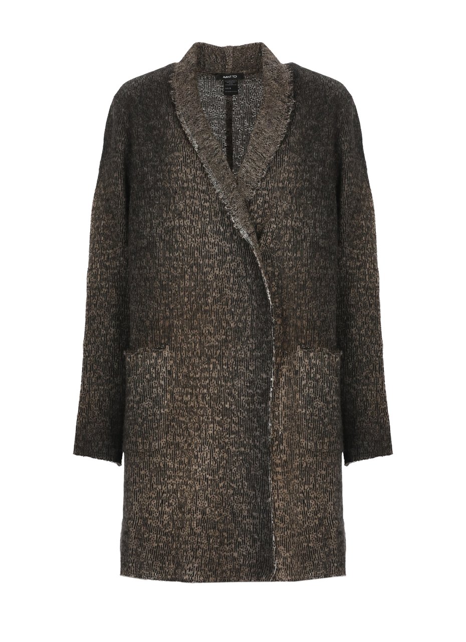 Avant Toi Black Beige Woven Shawl Cardigan Zwart