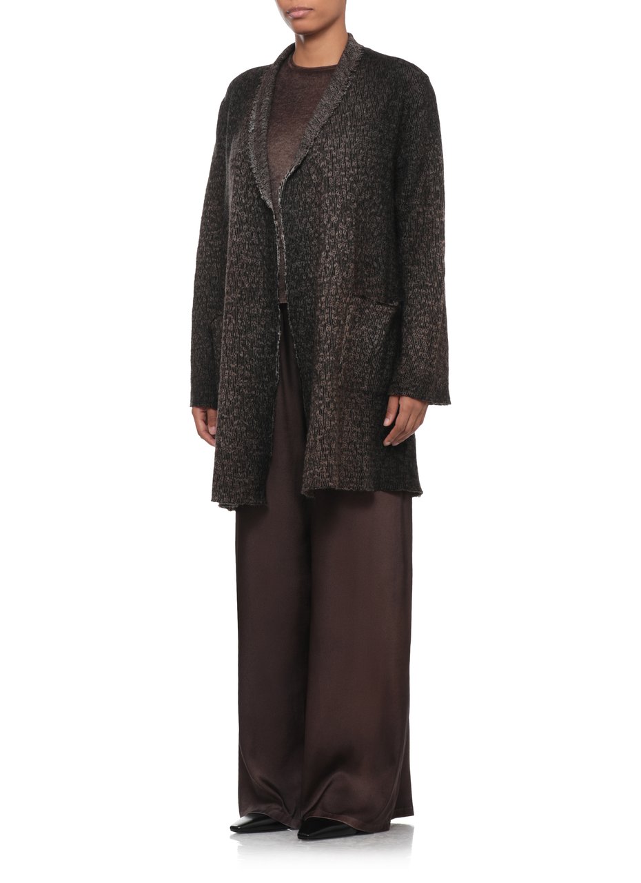 Avant Toi Black Beige Woven Shawl Cardigan Zwart