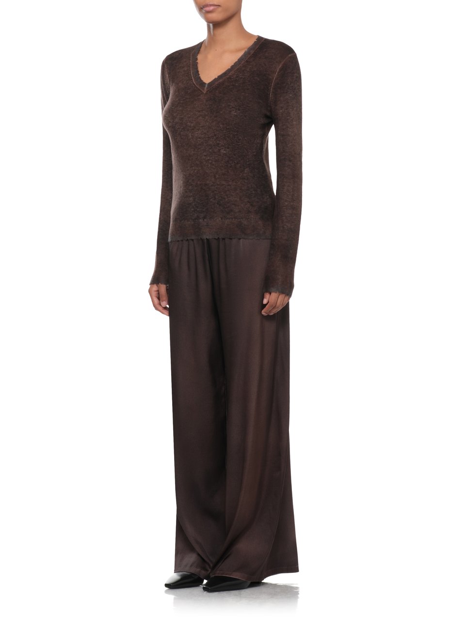 Avant Toi Brown Textured V-Neck Sweater Zwart
