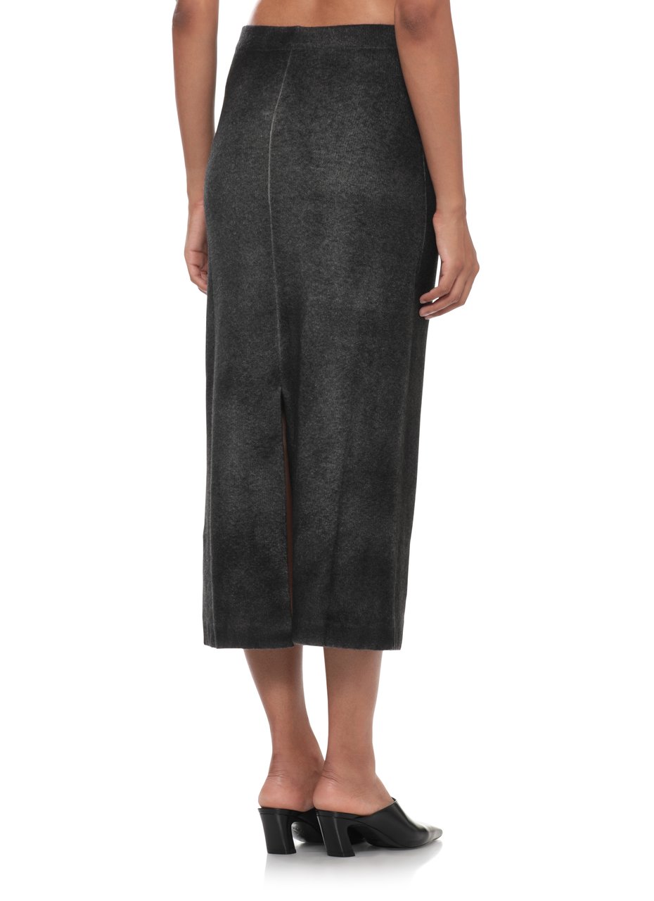 Avant Toi Black Melange Midi Skirt With Elastic Waist And Back Slit Zwart