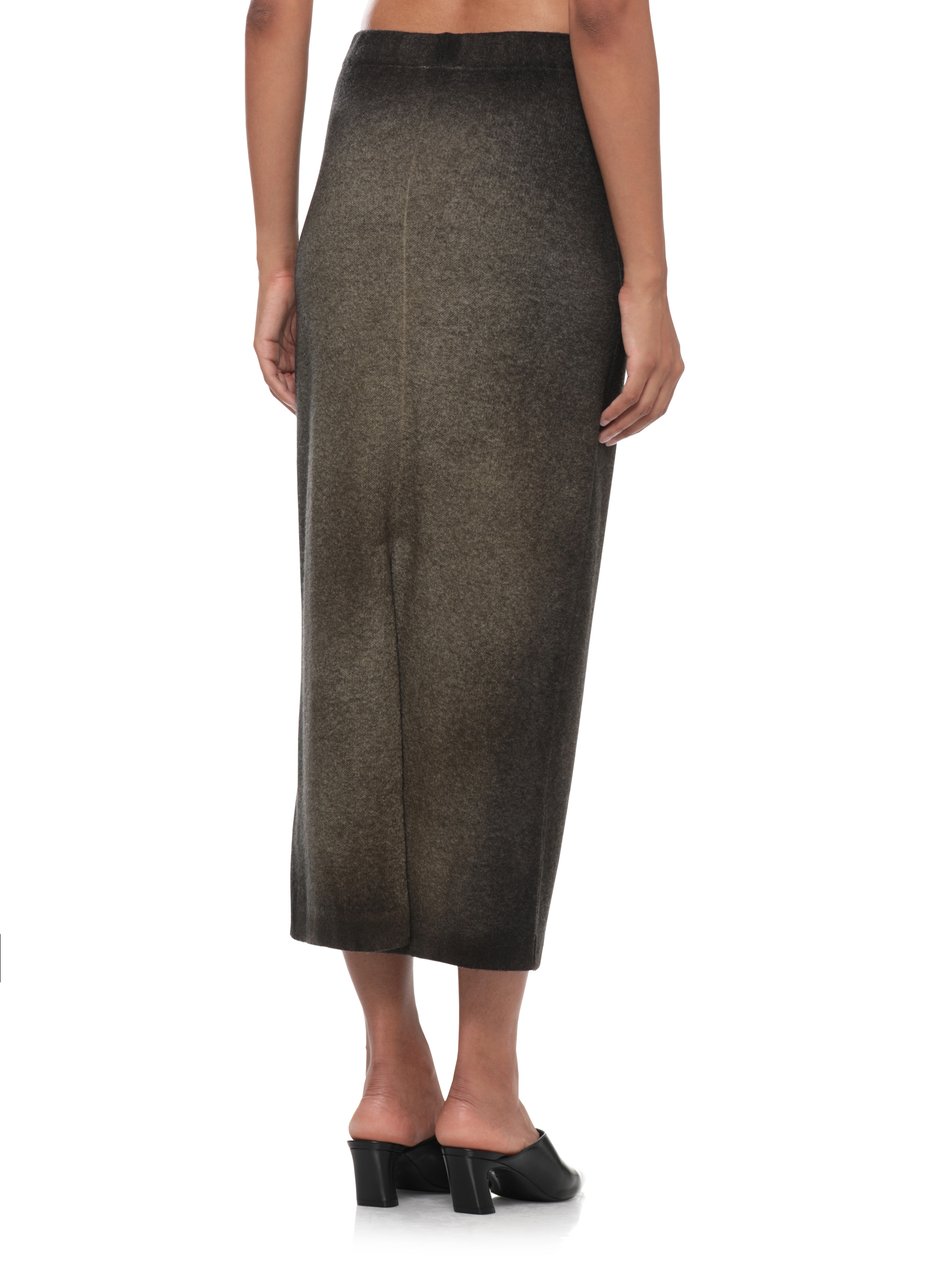 Avant Toi Green Melange Midi Skirt With Back Slit And Elastic Waistband Grijs