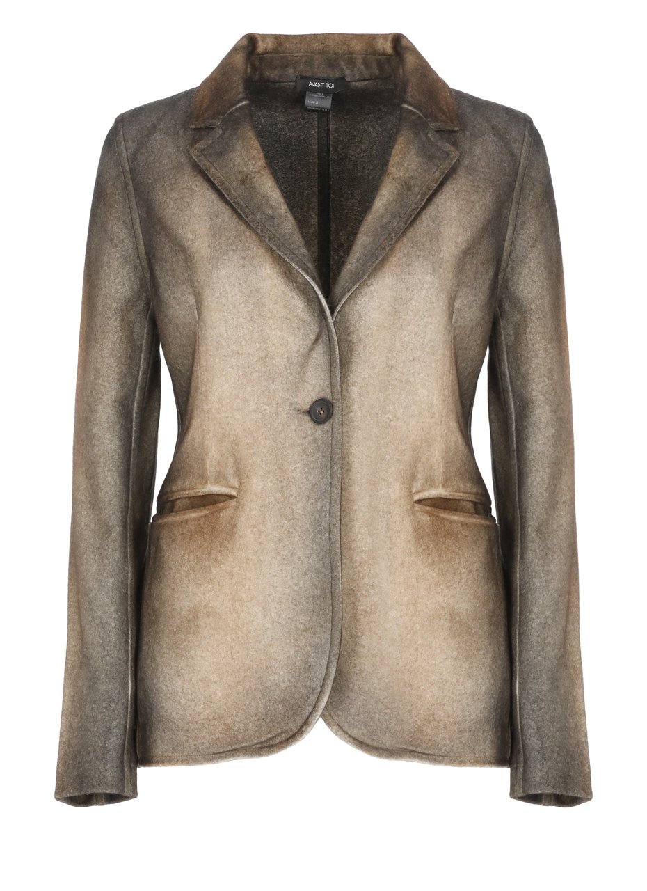 Avant Toi Beige Gradient Spear Collar Jacket Bruin