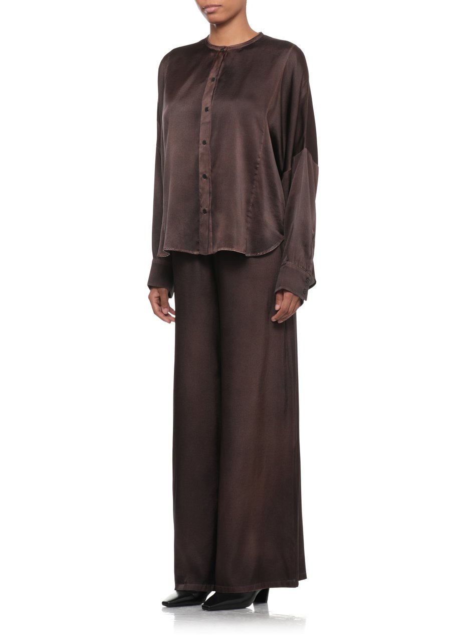 Avant Toi Brown Extended Hem Silk Shirt Grijs
