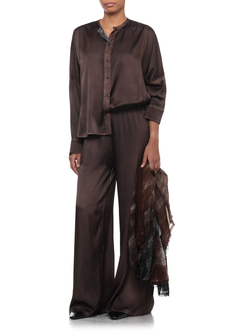 Avant Toi Brown Extended Hem Silk Shirt Grijs