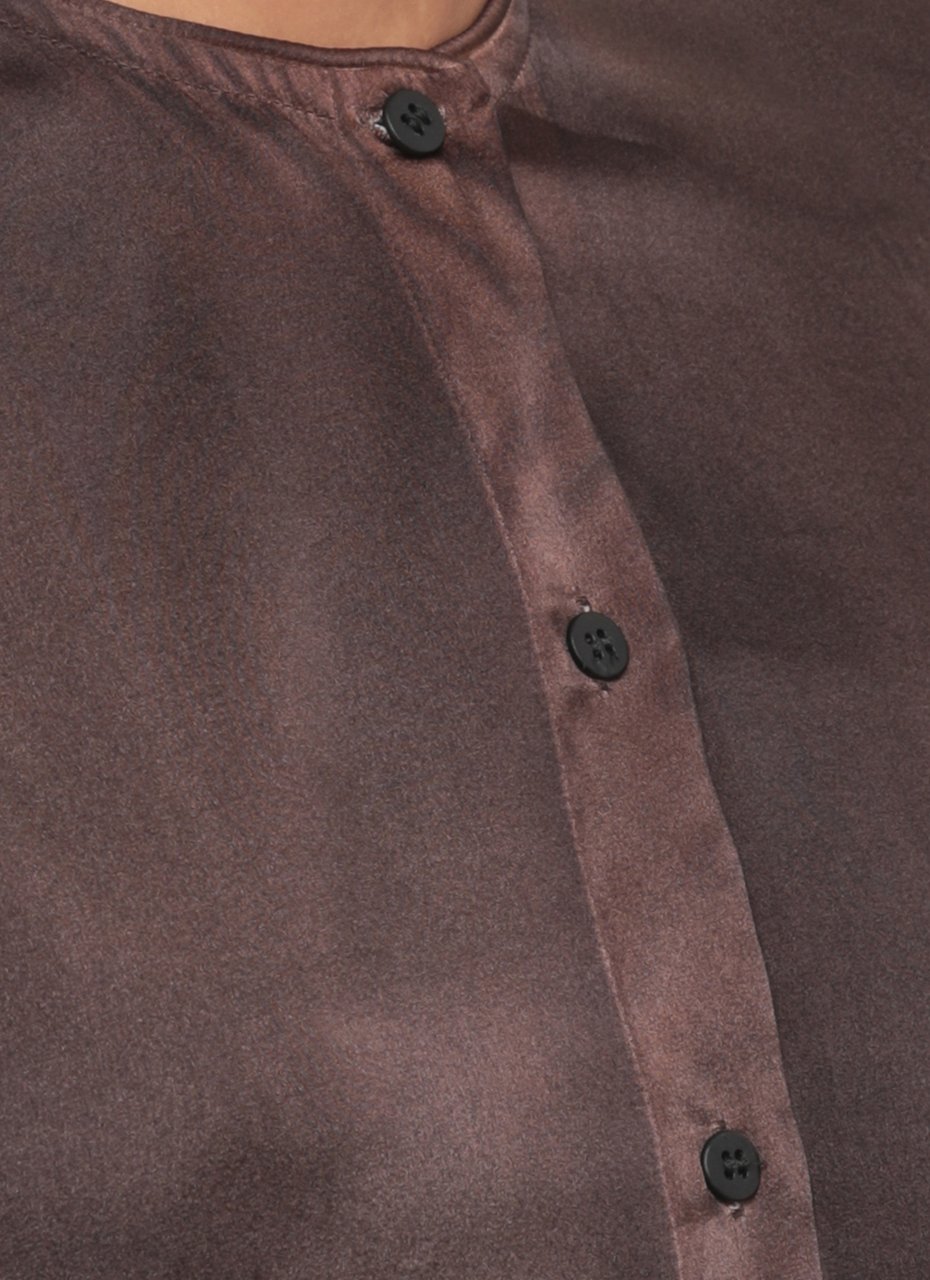 Avant Toi Brown Extended Hem Silk Shirt Grijs