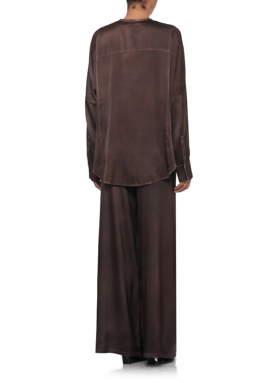 Avant Toi Brown Extended Hem Silk Shirt Grijs