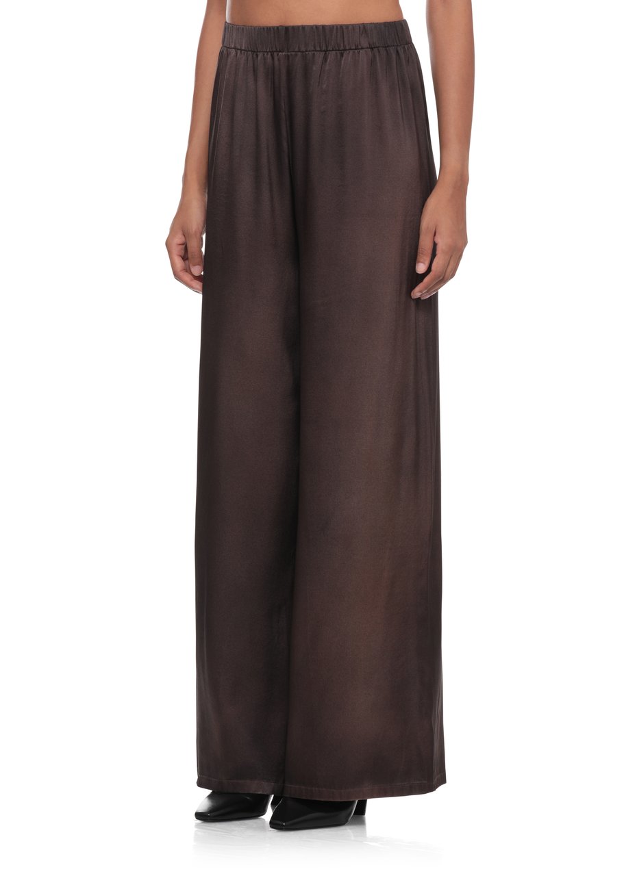 Avant Toi Wide-Cut Brown Silk Trousers With Elastic Waistband Bruin