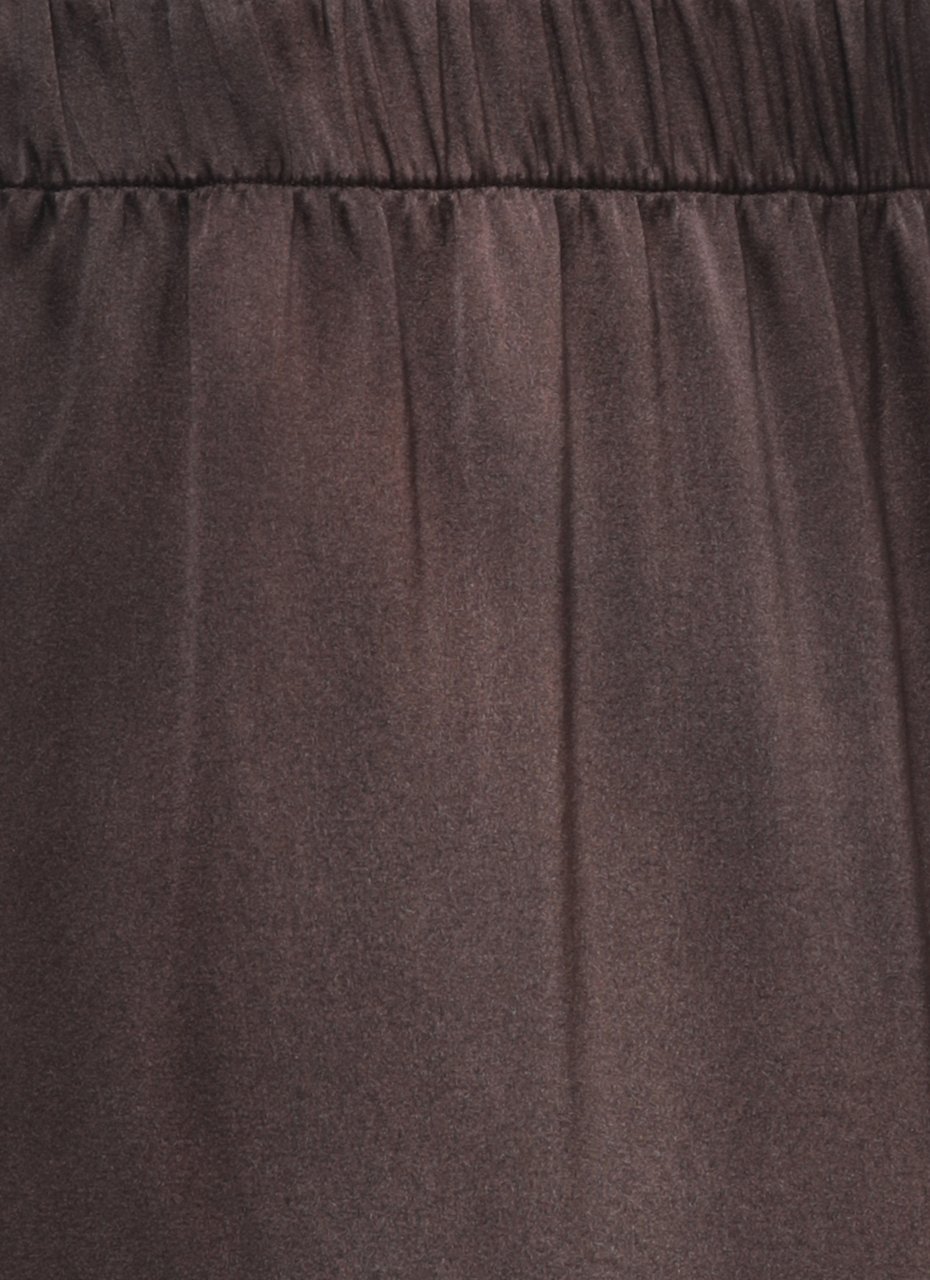Avant Toi Wide-Cut Brown Silk Trousers With Elastic Waistband Bruin