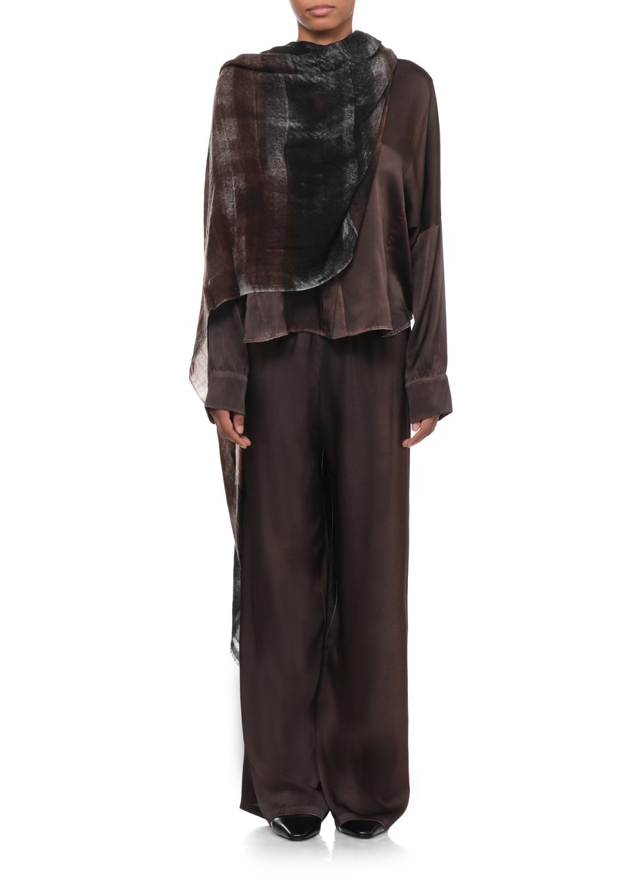 Avant Toi Wide-Cut Brown Silk Trousers With Elastic Waistband Bruin