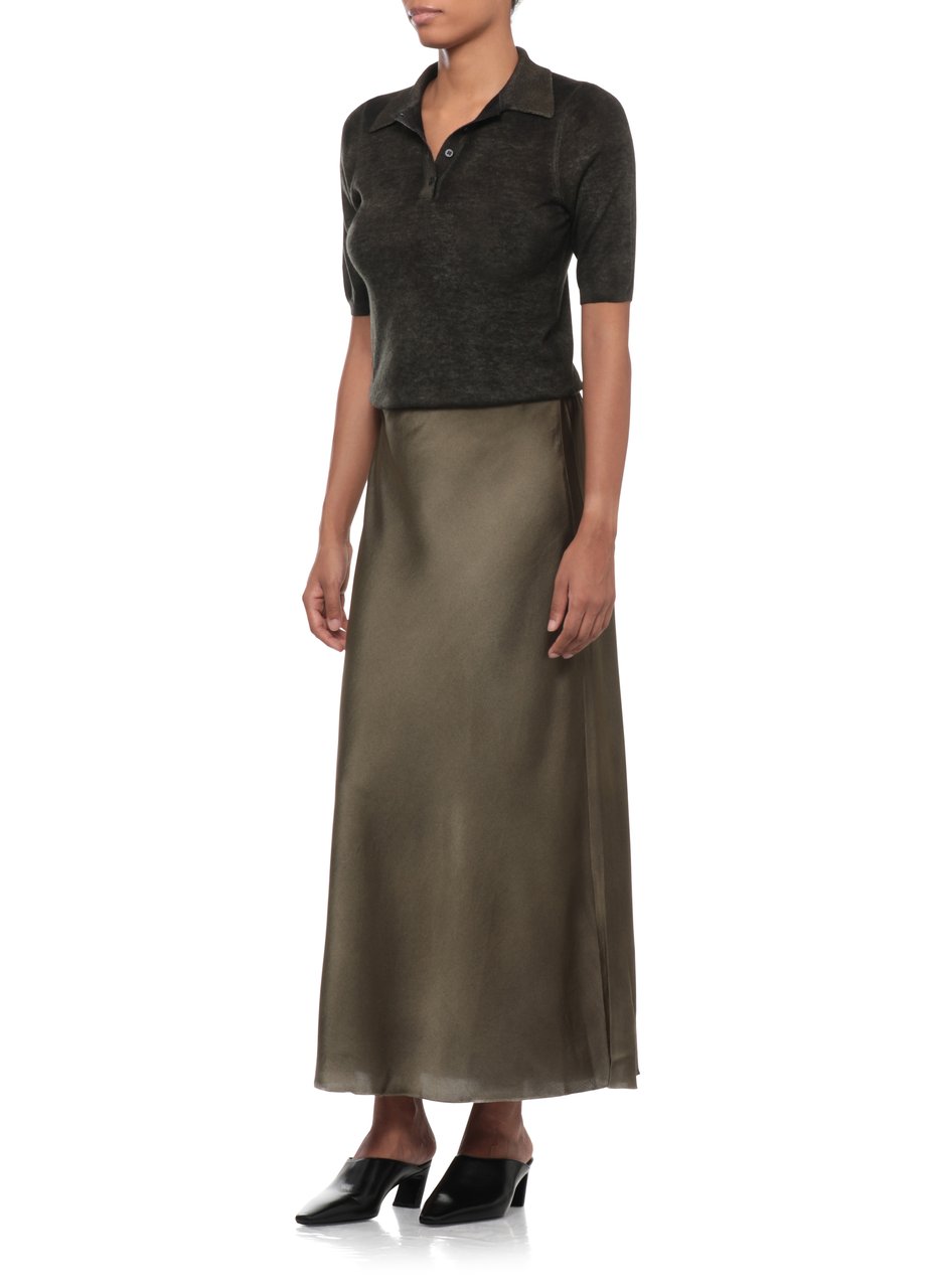 Avant Toi Flowing Silk Midi Skirt With Elastic Waistband Neutraal
