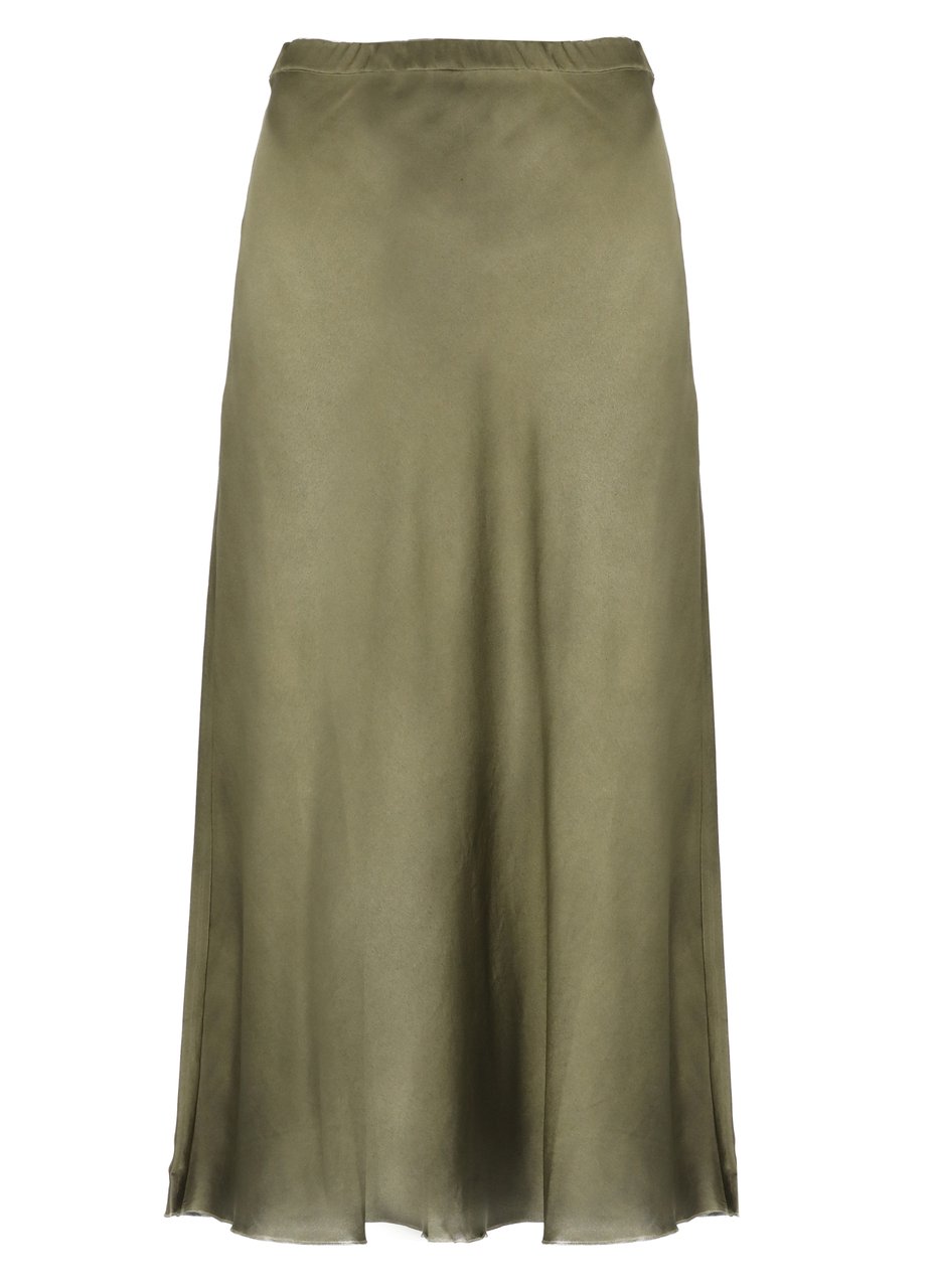 Avant Toi Flowing Silk Midi Skirt With Elastic Waistband Neutraal