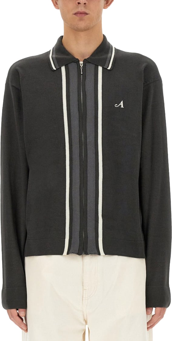 Awake Zip-Up Grey Sweater Zwart