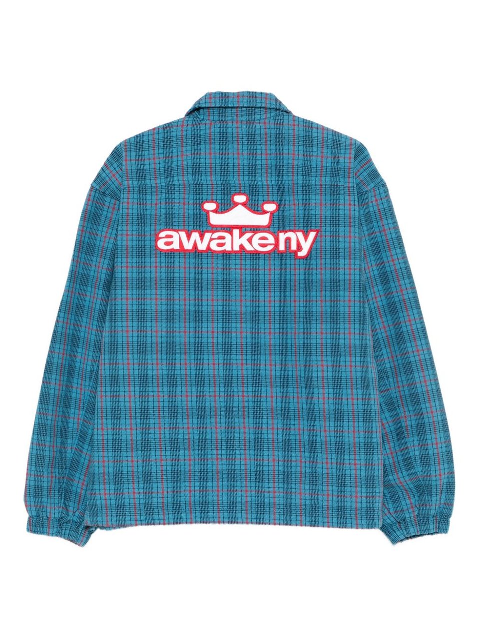 Awake Plaid Bold Logo Coach Jacket Blauw